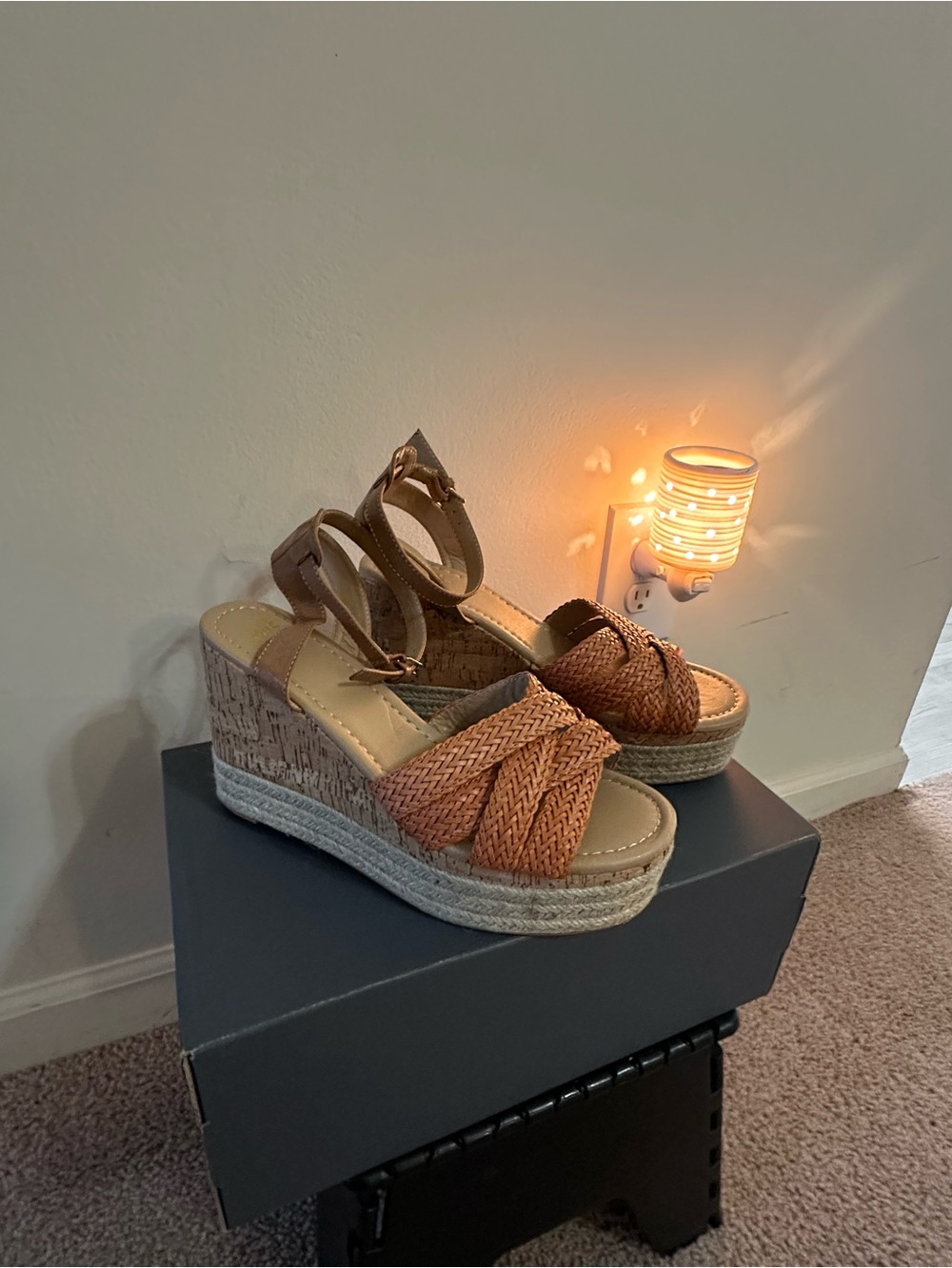 Lily Braided Tan Wedge Espadrille Sandals